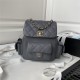 Chanel BACKPACK AS4398 Grained Shiny Calfskin & Gold-Tone Metal Grey A