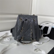 Chanel BACKPACK AS4398 Grained Shiny Calfskin & Gold-Tone Metal Grey A