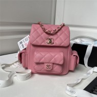 Chanel BACKPACK AS4398 Grained Shiny Calfskin & Gold-Tone Metal Pink A