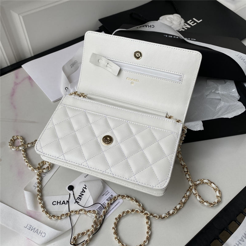 Chanel Wallet on Chain AP2734 Grained Calfskin & Gold-Tone Metal White A