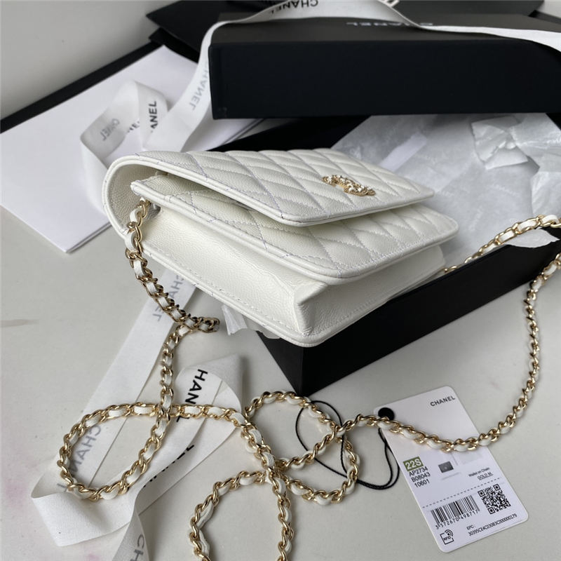 Chanel Wallet on Chain AP2734 Grained Calfskin & Gold-Tone Metal White A