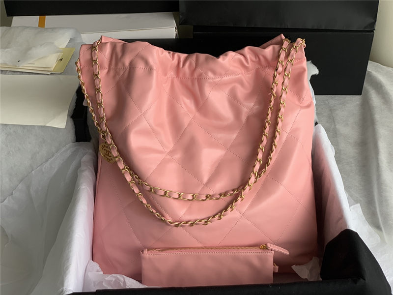 Chanel 22 LARGE HANDBAG Shiny Calfskin & Gold-Tone Metal AS3262 Coral High