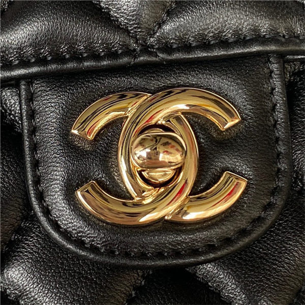 Chanel SMALL FLAP BAG With Top Diamond Handle Lambskin & Gold-Tone Metal AS4141 Black A