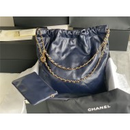 Chanel 22 LARGE HANDBAG Shiny Calfskin & Gold-Tone Metal AS3262 Navy High