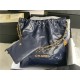 Chanel 22 LARGE HANDBAG Shiny Calfskin & Gold-Tone Metal AS3262 Navy High