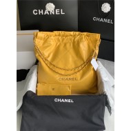 Chanel 22 LARGE HANDBAG Shiny Calfskin & Gold-Tone Metal AS3262 Yellow High