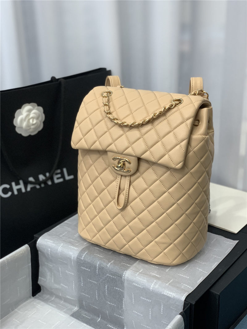 Chanel Medium Backpack Lambskin 91121 Gold-Metal Nude High