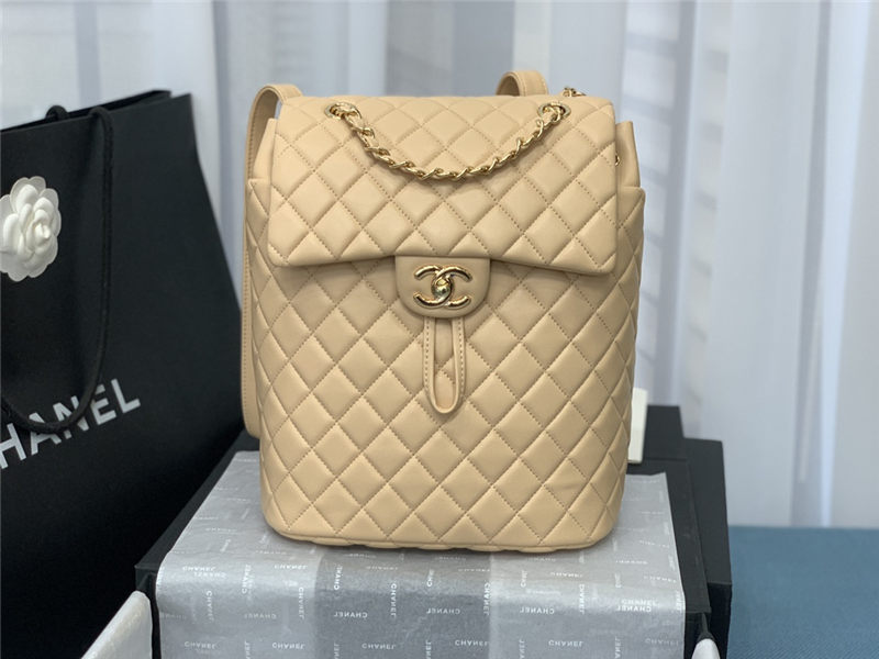 Chanel Medium Backpack Lambskin 91121 Gold-Metal Nude High