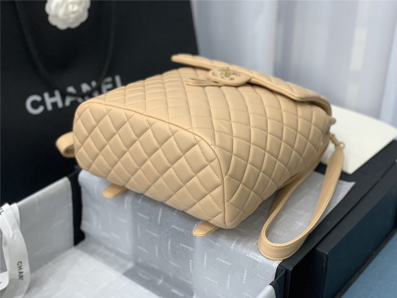 Chanel Medium Backpack Lambskin 91121 Gold-Metal Nude High