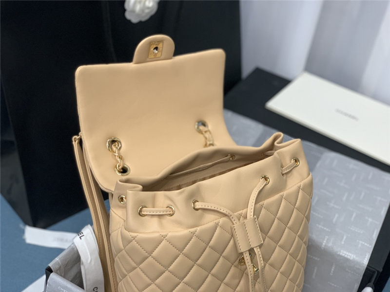 Chanel Medium Backpack Lambskin 91121 Gold-Metal Nude High