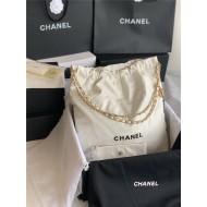 Chanel 22 LARGE HANDBAG Shiny Calfskin & Gold-Tone Metal AS3262 White High