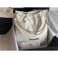 Chanel 22 LARGE HANDBAG Shiny Calfskin & Gold-Tone Metal AS3262 White High