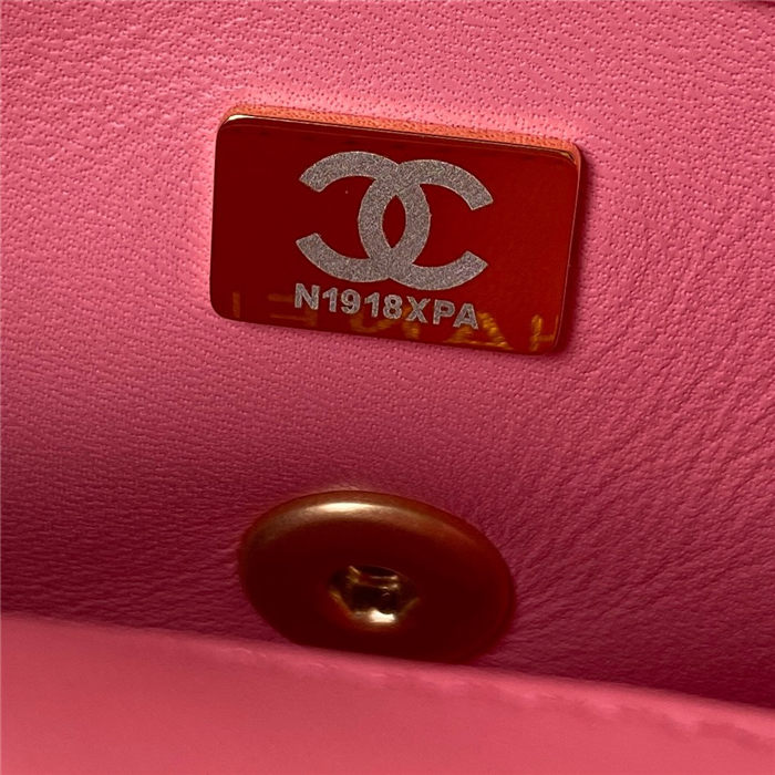 Chanel MINI FLAP BAG with Enamel buckle Lambskin & Gold-Tone Metal Pink A