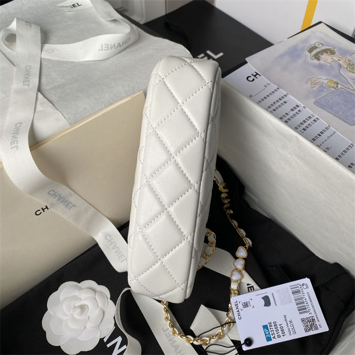 Chanel HOBO BAG AS3786 Lambskin & Gold Metal White A