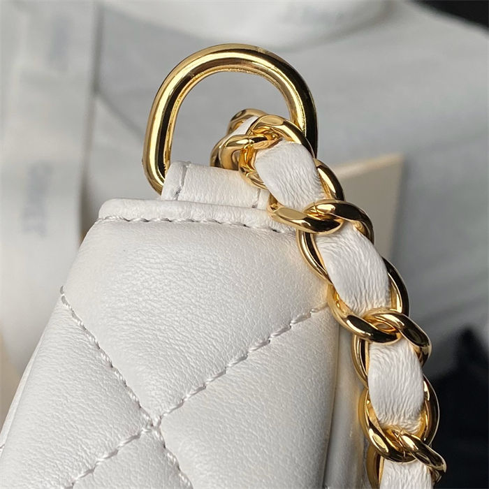 Chanel HOBO BAG AS3786 Lambskin & Gold Metal White A