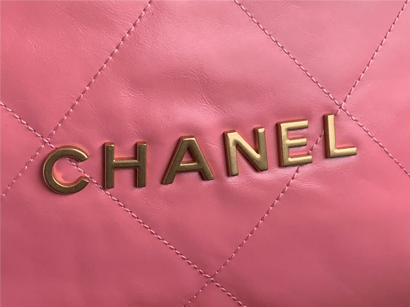 Chanel 22 LARGE HANDBAG Shiny Calfskin & Gold-Tone Metal AS3262 Pink High