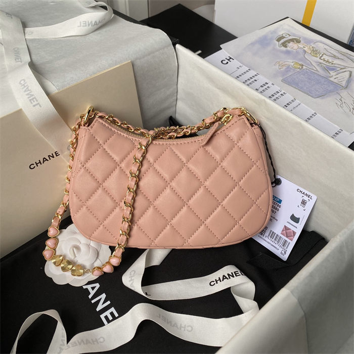 Chanel HOBO BAG AS3786 Lambskin & Gold Metal Pink A