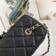 Chanel Vanity with Chain Grained Calfskin Gold Metal Black High