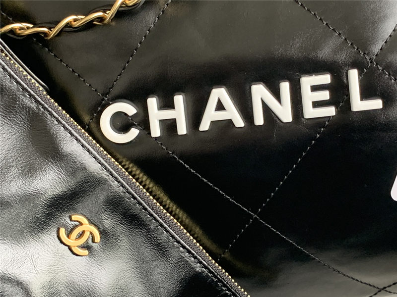 Chanel 22 LARGE HANDBAG Shiny Calfskin & Gold-Tone Metal AS3262 Black High