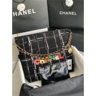 Chanel 22 MEDIUM HANDBAG Tweed & Gold-Tone Metal AS3261 High