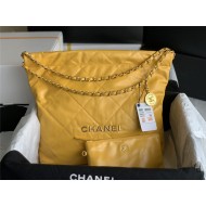 Chanel 22 MEDIUM HANDBAG Shiny Calfskin & Gold-Tone Metal AS3261 Yellow High