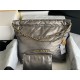 Chanel 22 MEDIUM HANDBAG Shiny Calfskin & Gold-Tone Metal AS3261 Ruthenium High