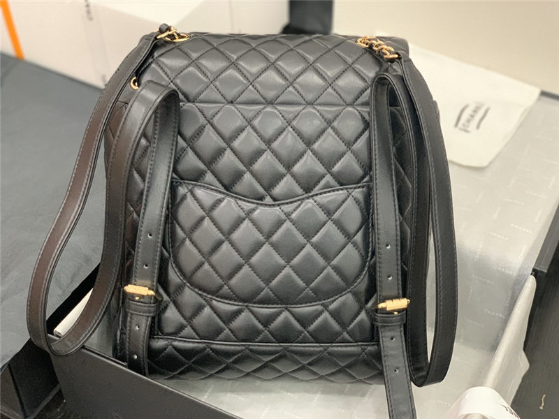 Chanel Large Backpack Lambskin 91122 Gold-Metal Black High