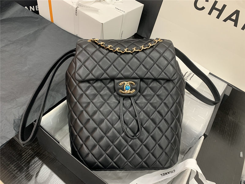 Chanel Large Backpack Lambskin 91122 Gold-Metal Black High