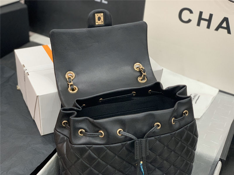 Chanel Large Backpack Lambskin 91122 Gold-Metal Black High