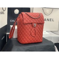 Chanel Large Backpack Lambskin 91122 Silver-Metal Red High