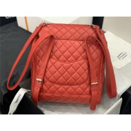 Chanel Large Backpack Lambskin 91122 Silver-Metal Red High