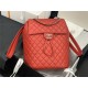 Chanel Large Backpack Lambskin 91122 Silver-Metal Red High