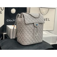 Chanel Large Backpack Lambskin 91122 Silver-Metal Grey High