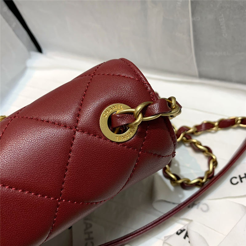 Chanel MINI FLAP BAG Lambskin Plexi & Gold-Tone Metal Burgundy High