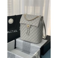 Chanel Large Backpack Lambskin 91122 Gold-Metal Grey High