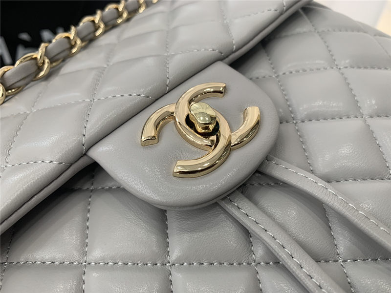 Chanel Large Backpack Lambskin 91122 Gold-Metal Grey High