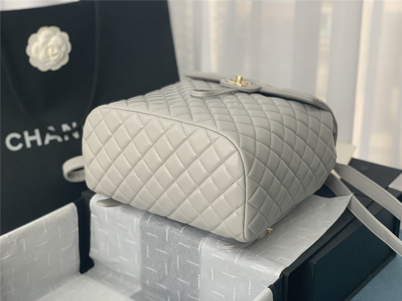 Chanel Large Backpack Lambskin 91122 Gold-Metal Grey High