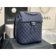 Chanel Large Backpack Lambskin 91122 Silver-Metal Navy High