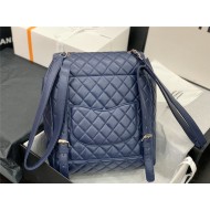 Chanel Large Backpack Lambskin 91122 Silver-Metal Navy High