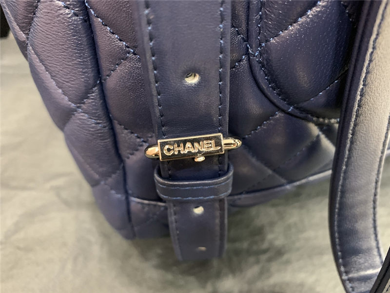 Chanel Large Backpack Lambskin 91122 Silver-Metal Navy High