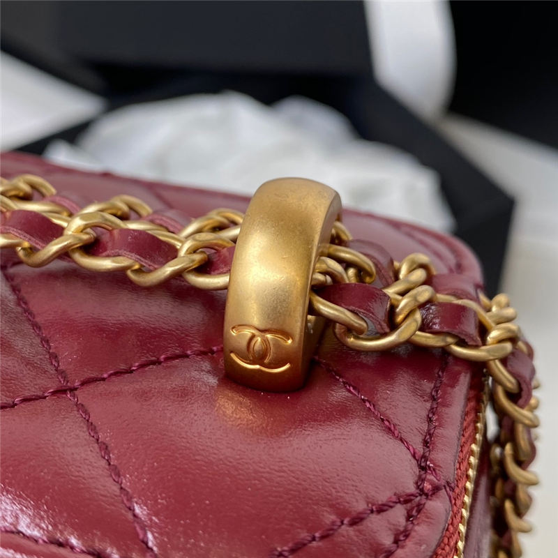 Chanel SMALL VANITY WITH CHAIN Calfskin & Gold-Tone Metal AP2292 Burgundy A