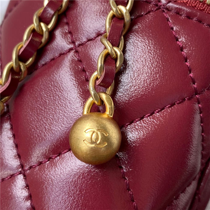 Chanel SMALL VANITY WITH CHAIN Calfskin & Gold-Tone Metal AP2292 Burgundy A