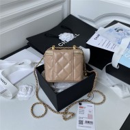 Chanel SMALL VANITY WITH CHAIN Calfskin & Gold-Tone Metal AP2292 Beige A