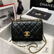 Chanel SMALL FLAP BAG Calfskin & Gold-Tone Metal AS2649 Black High