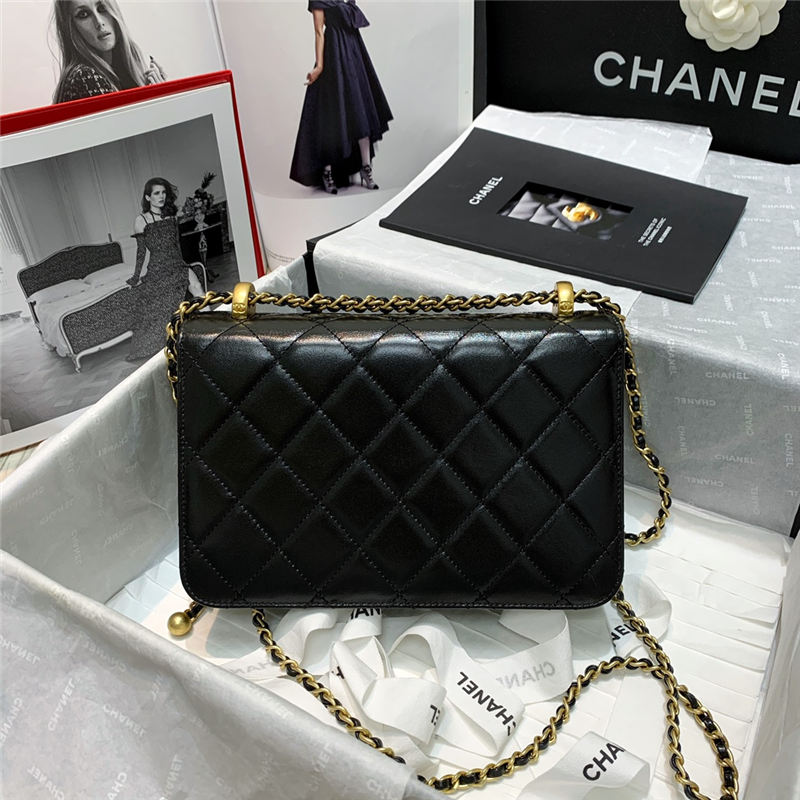 Chanel SMALL FLAP BAG Calfskin & Gold-Tone Metal AS2649 Black High