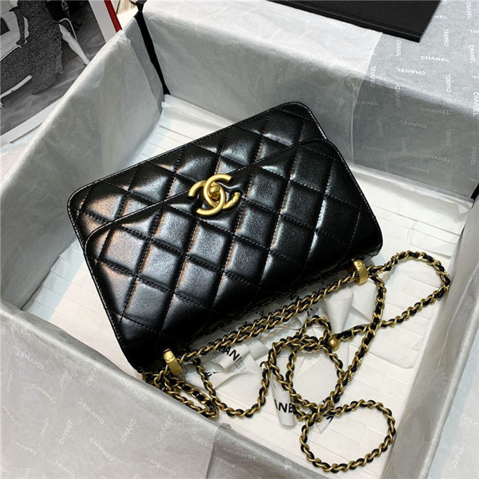 Chanel SMALL FLAP BAG Calfskin & Gold-Tone Metal AS2649 Black High