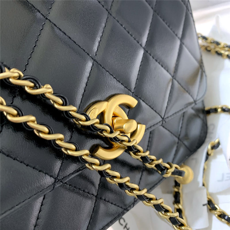 Chanel SMALL FLAP BAG Calfskin & Gold-Tone Metal AS2649 Black High