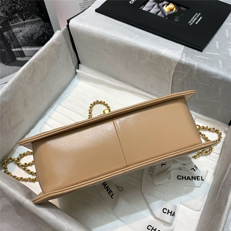 Chanel SMALL FLAP BAG Calfskin & Gold-Tone Metal AS2649 Beige High