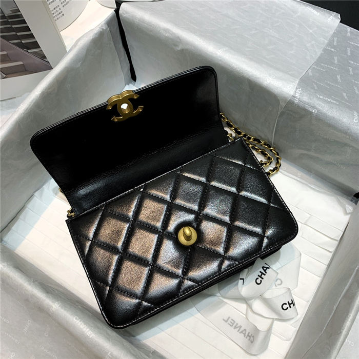 Chanel MINI FLAP BAG Calfskin & Gold-Tone Metal AS2615 Black High