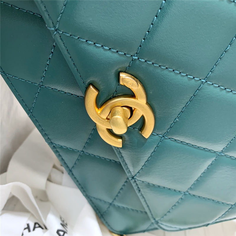 Chanel MINI FLAP BAG Calfskin & Gold-Tone Metal AS2615 Green High